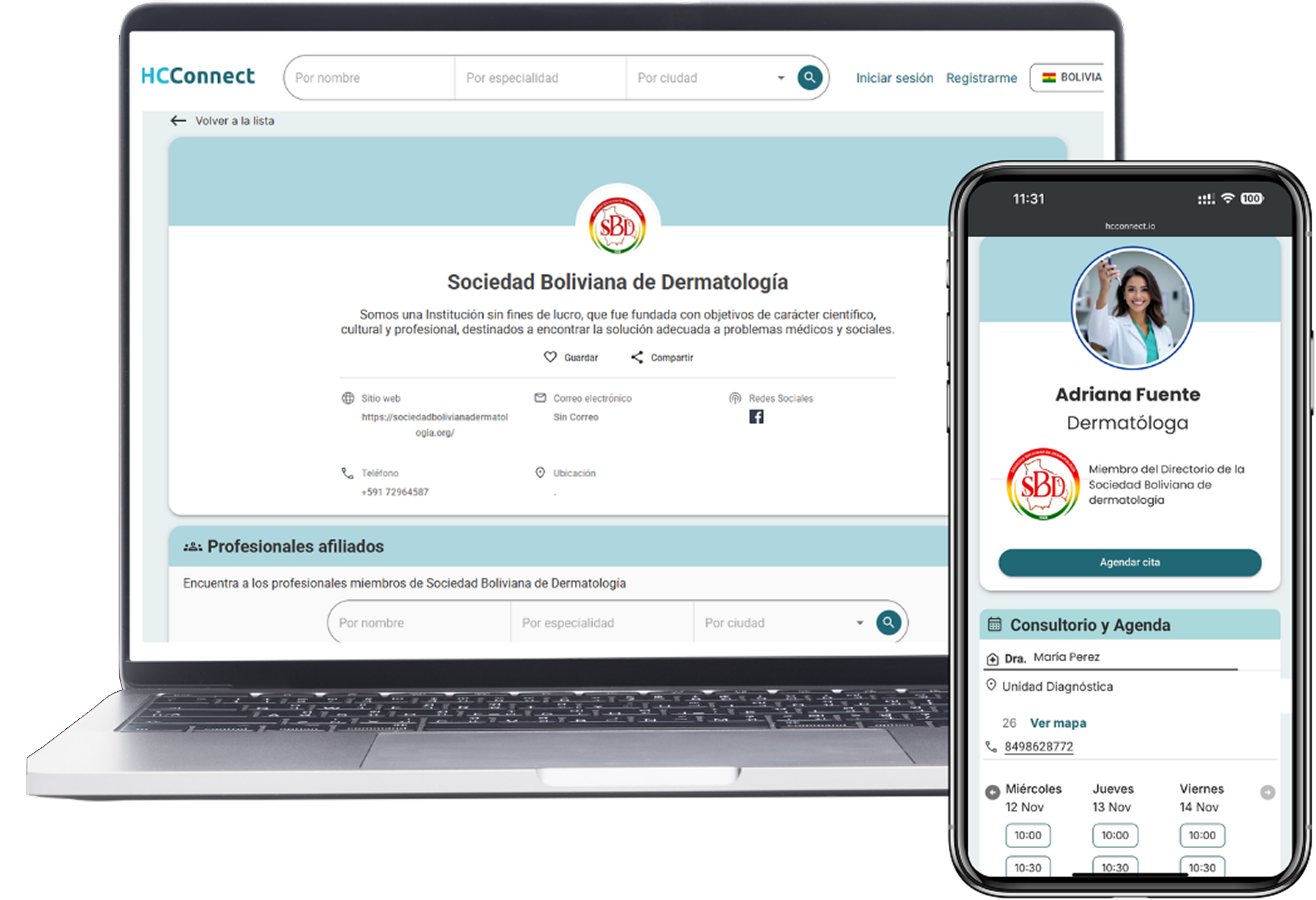 HCConnect — Portal de citas para dermatólogos bolivianos